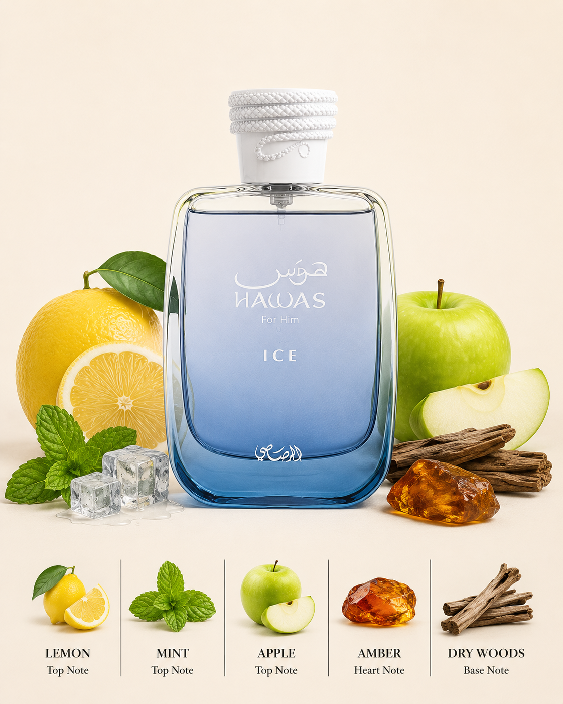 Hawas Ice for Men Eau de Parfum Spray 100ml (3.4 oz) by Rasasi