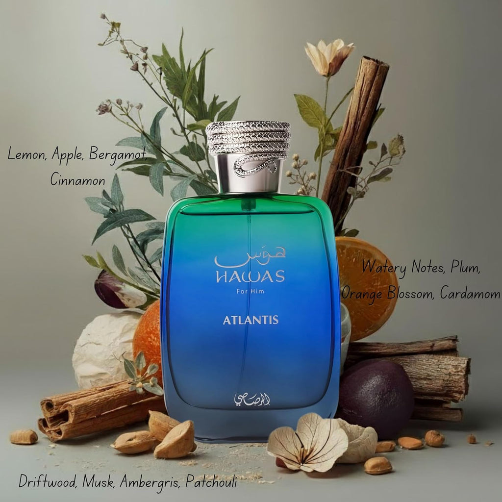Hawas Atlantis Eau De Parfum Spray 100ml (3.4 Oz) By Rasasi