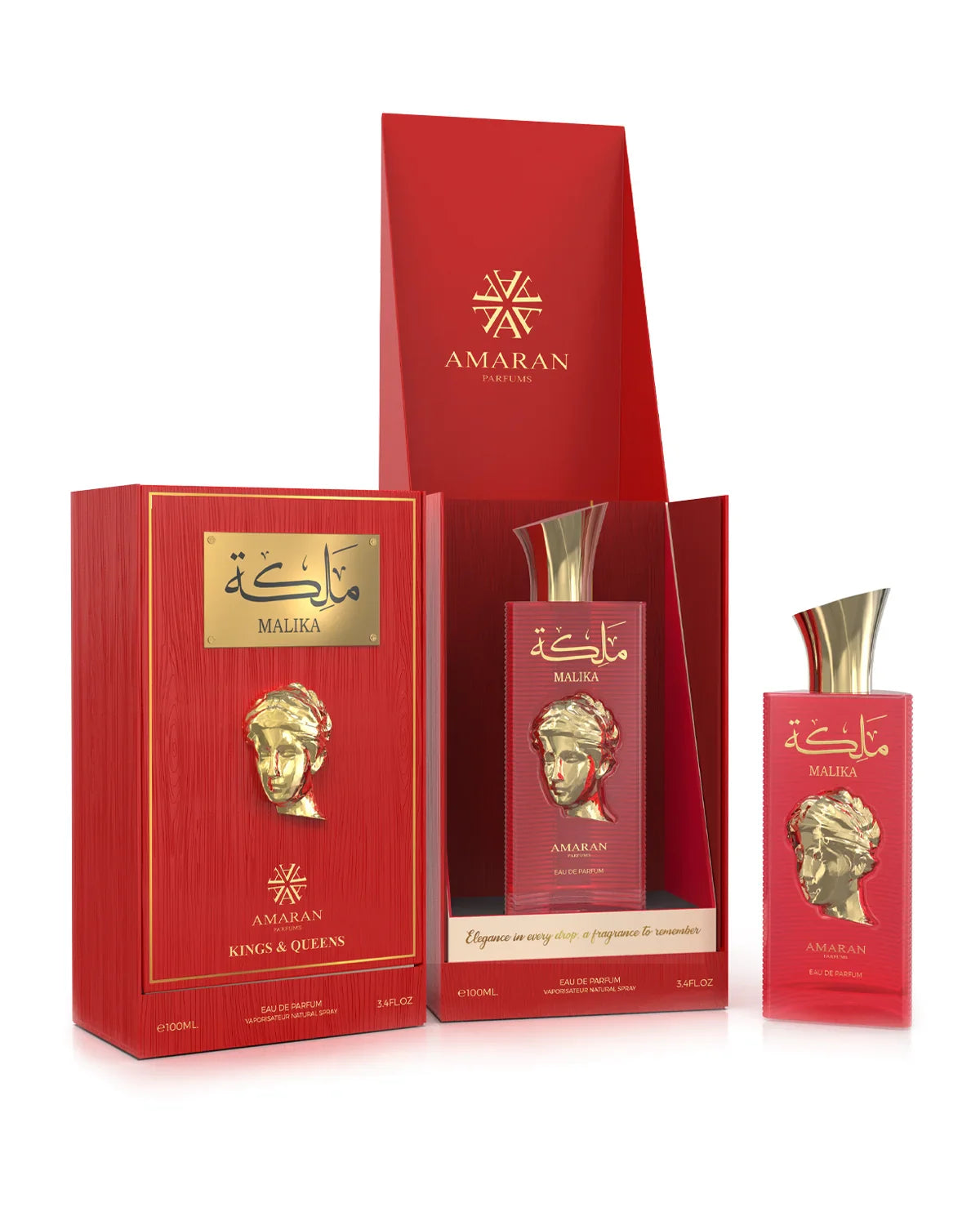 Amaran Parfum | King & Queens | Malika | Eau De Parfum | Women's Fragrance | 100 ml - 3.4 FL OZ | Amber - Vanilla & Sandalwood Notes|